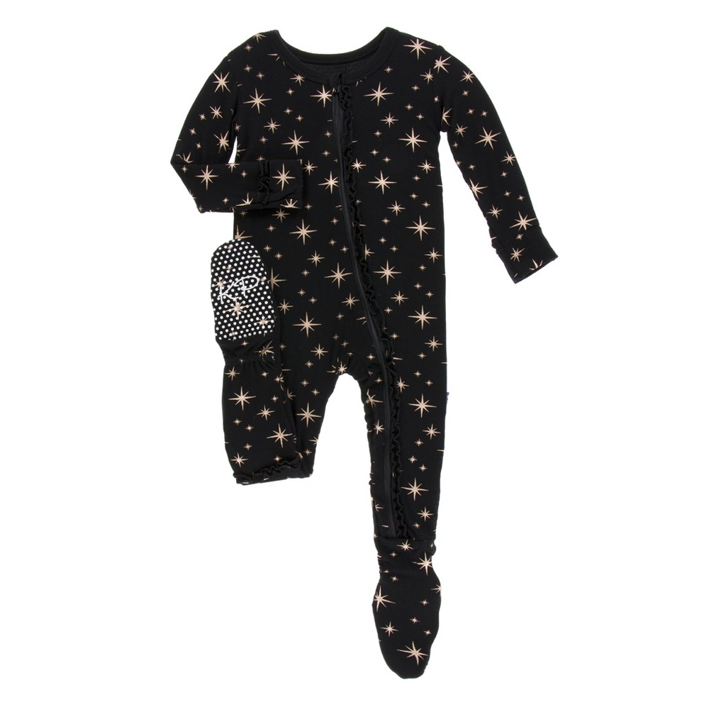 Kickee pants holiday muffin ruffle footie w/zipper